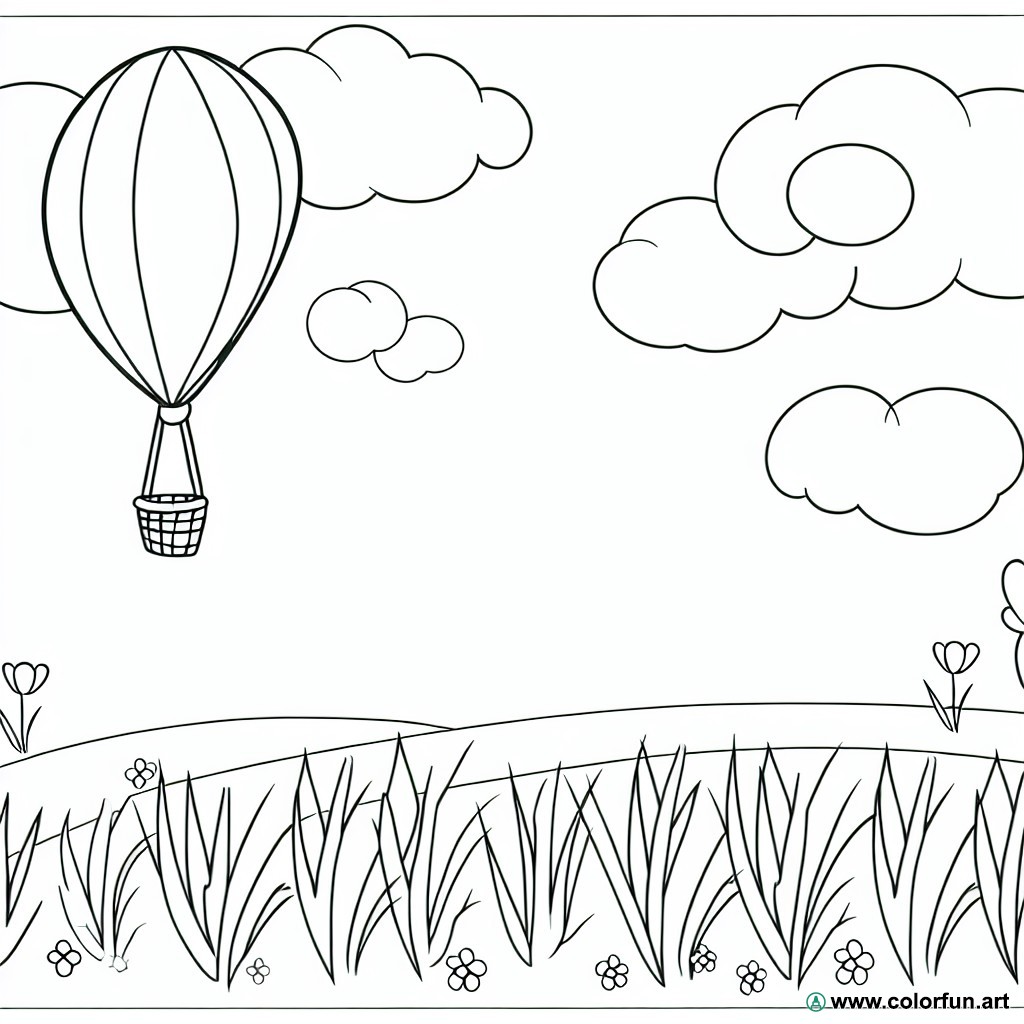 coloring page hot air balloon nature