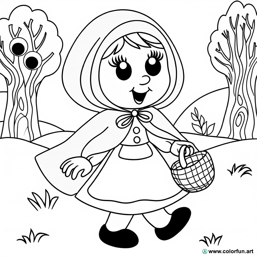 cute little red riding hood coloring page