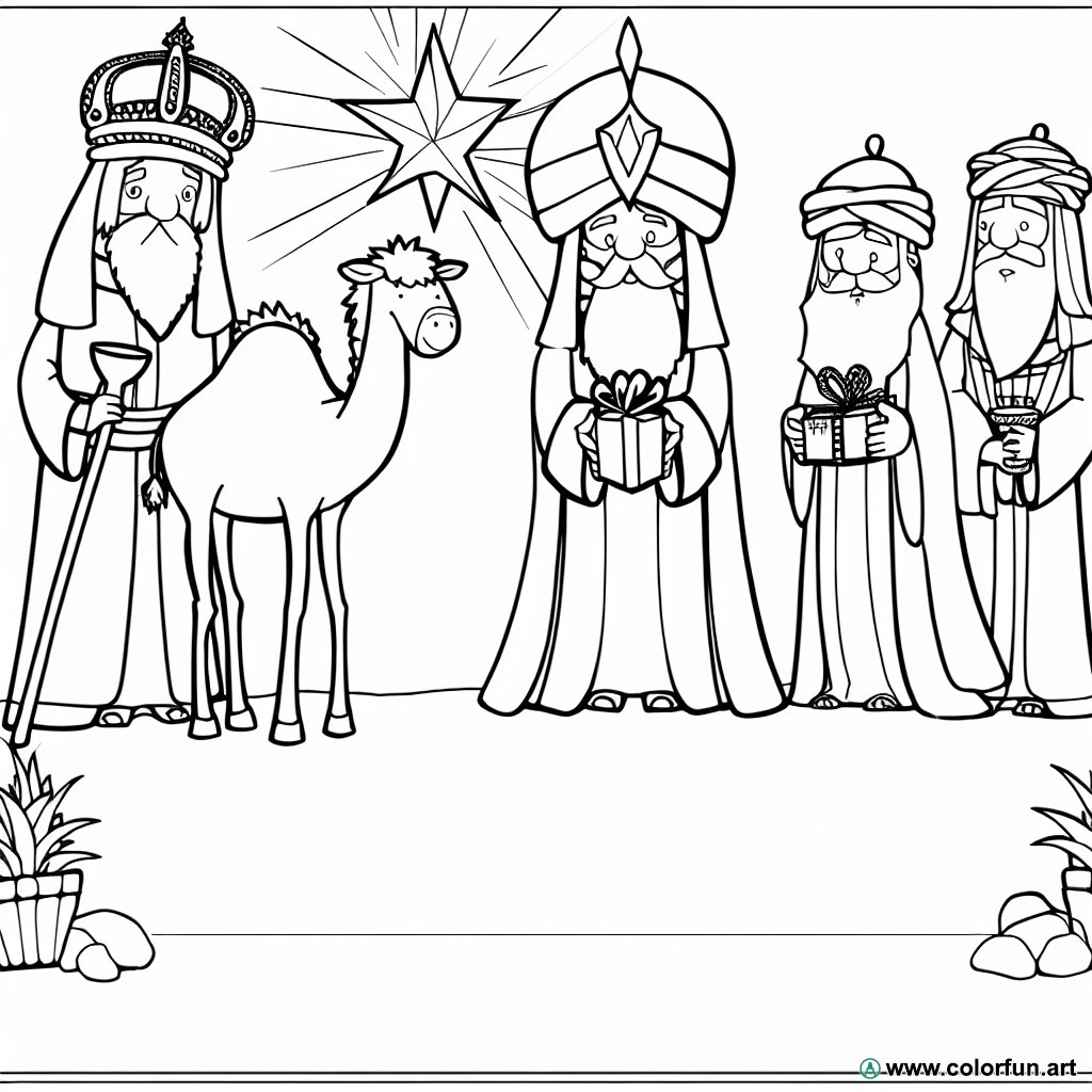 coloring page of the three wise men to cut out