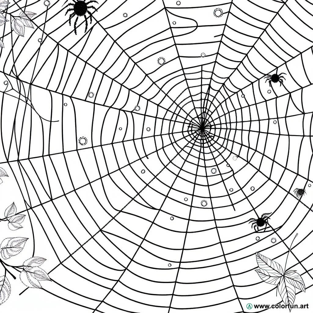 coloring page spider web halloween