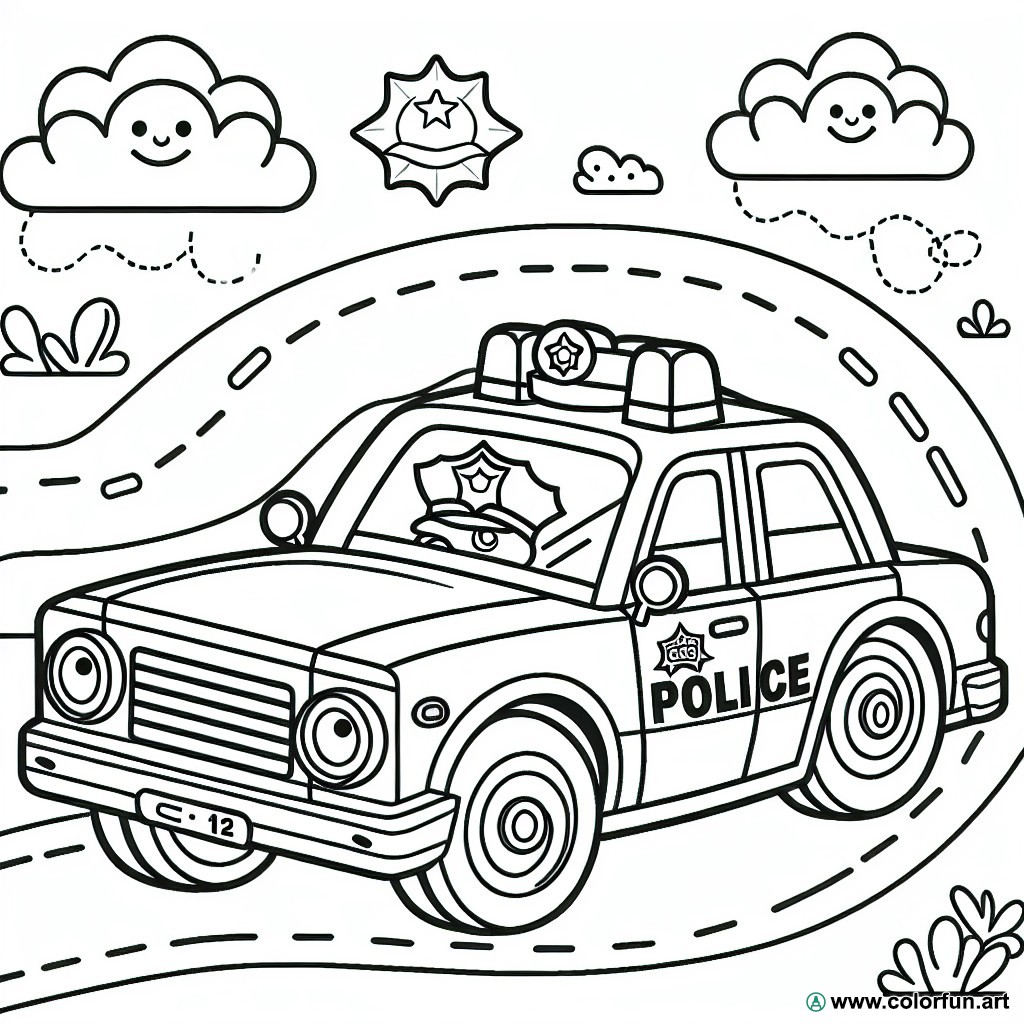 police car coloring page preschool