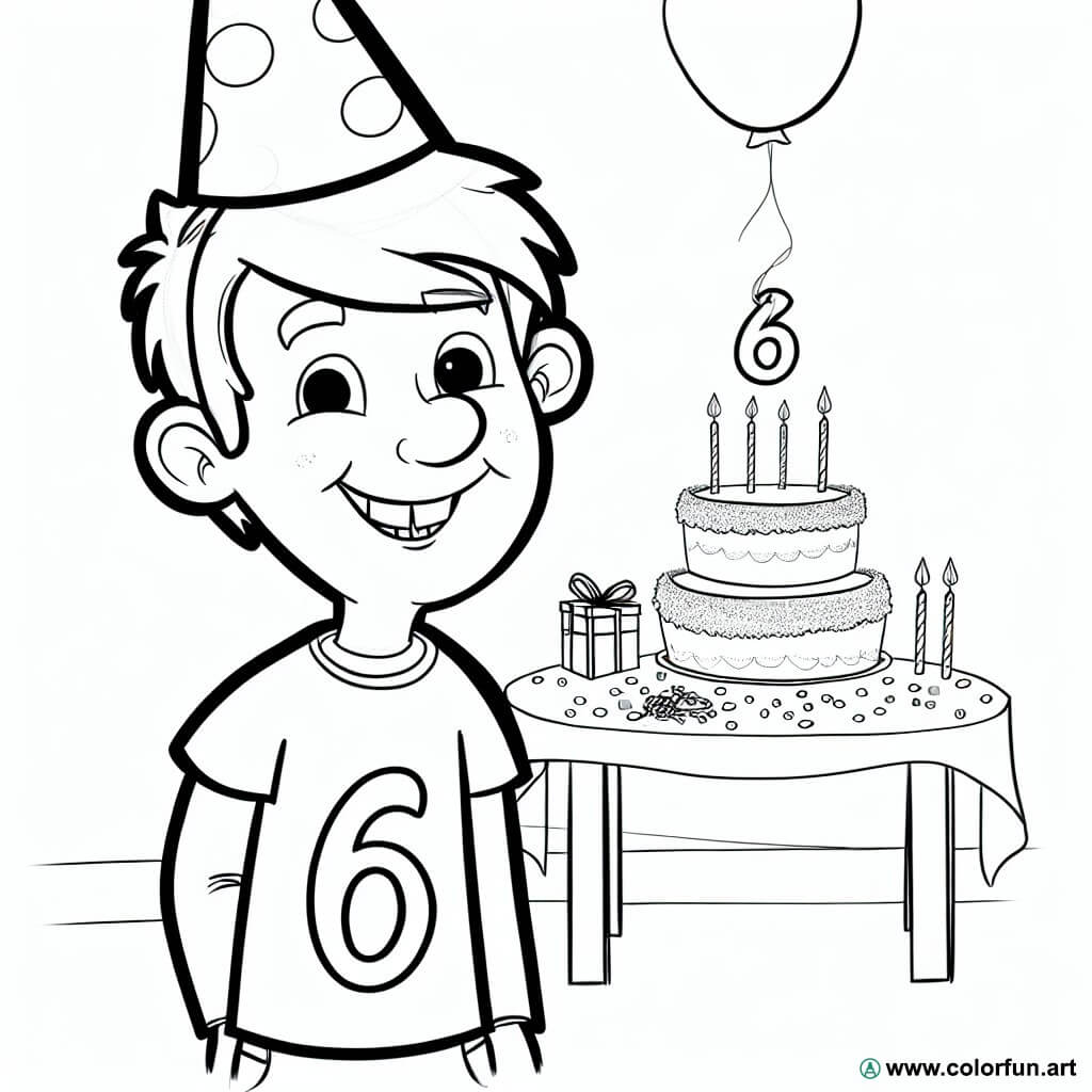 coloring page birthday 6 years old boy