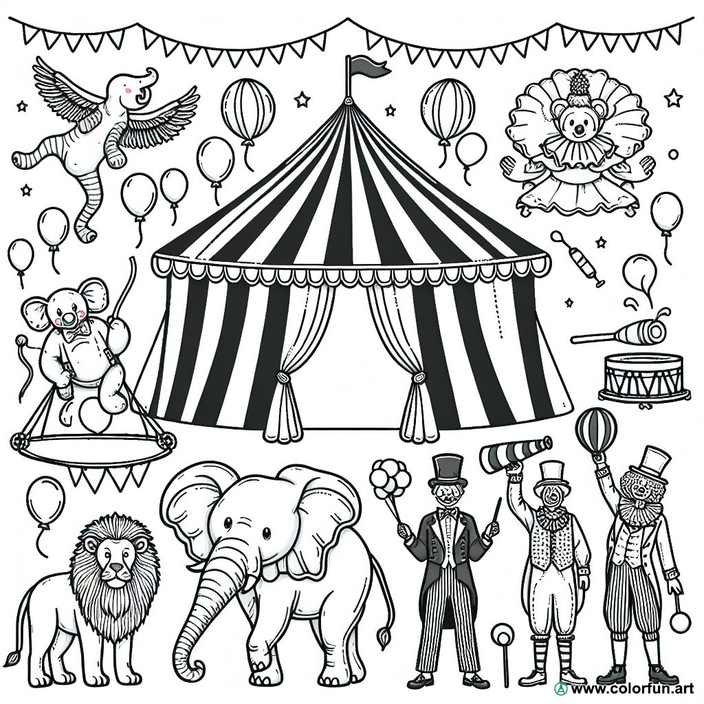 circus tent coloring page
