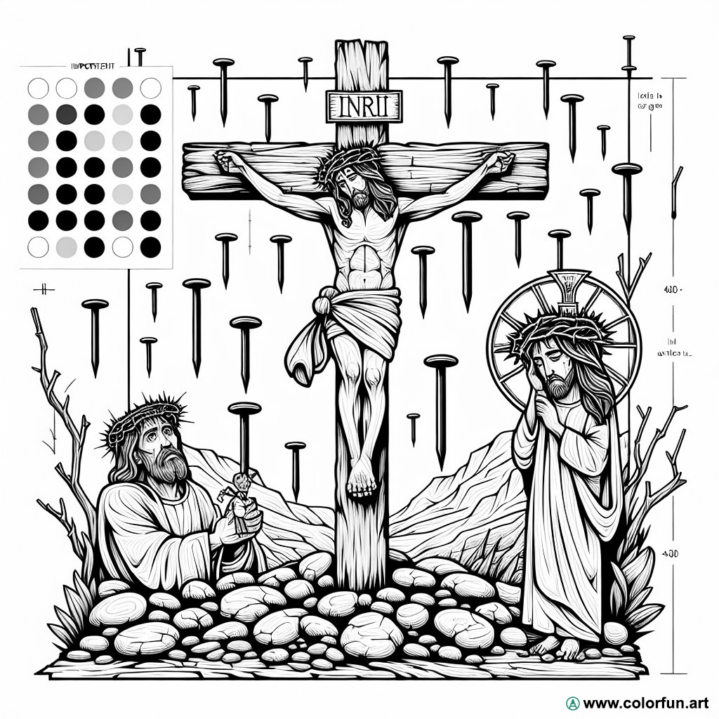 Jesus cross coloring page