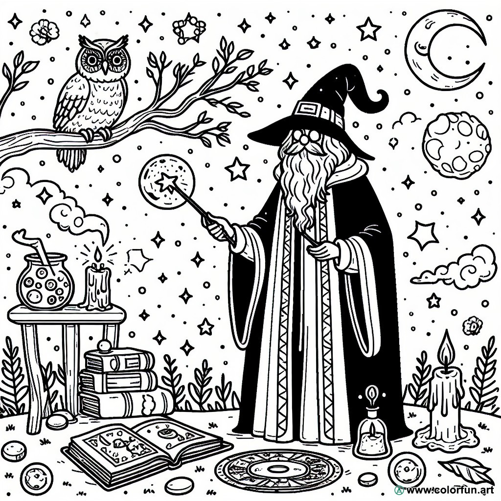 Dark wizard coloring page