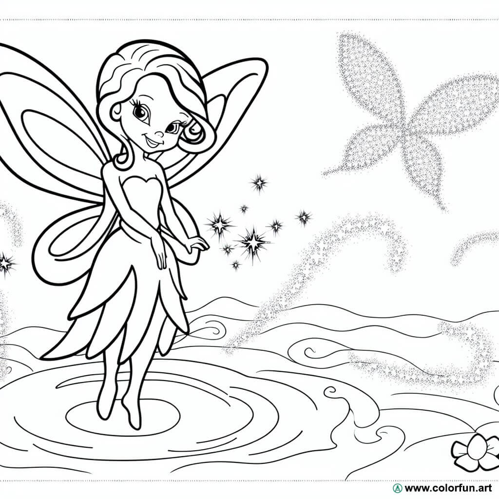 coloring page magical fairy magic
