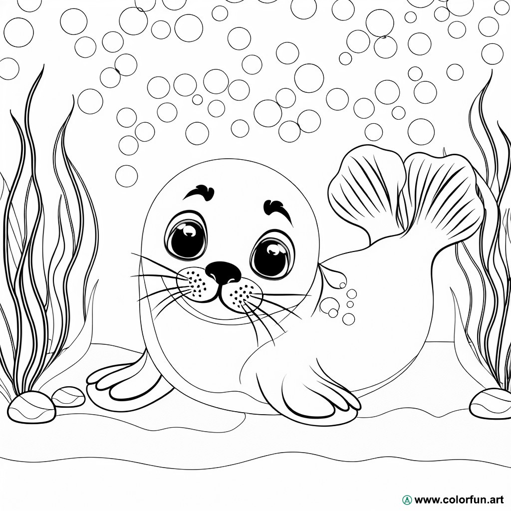 cute seal coloring page