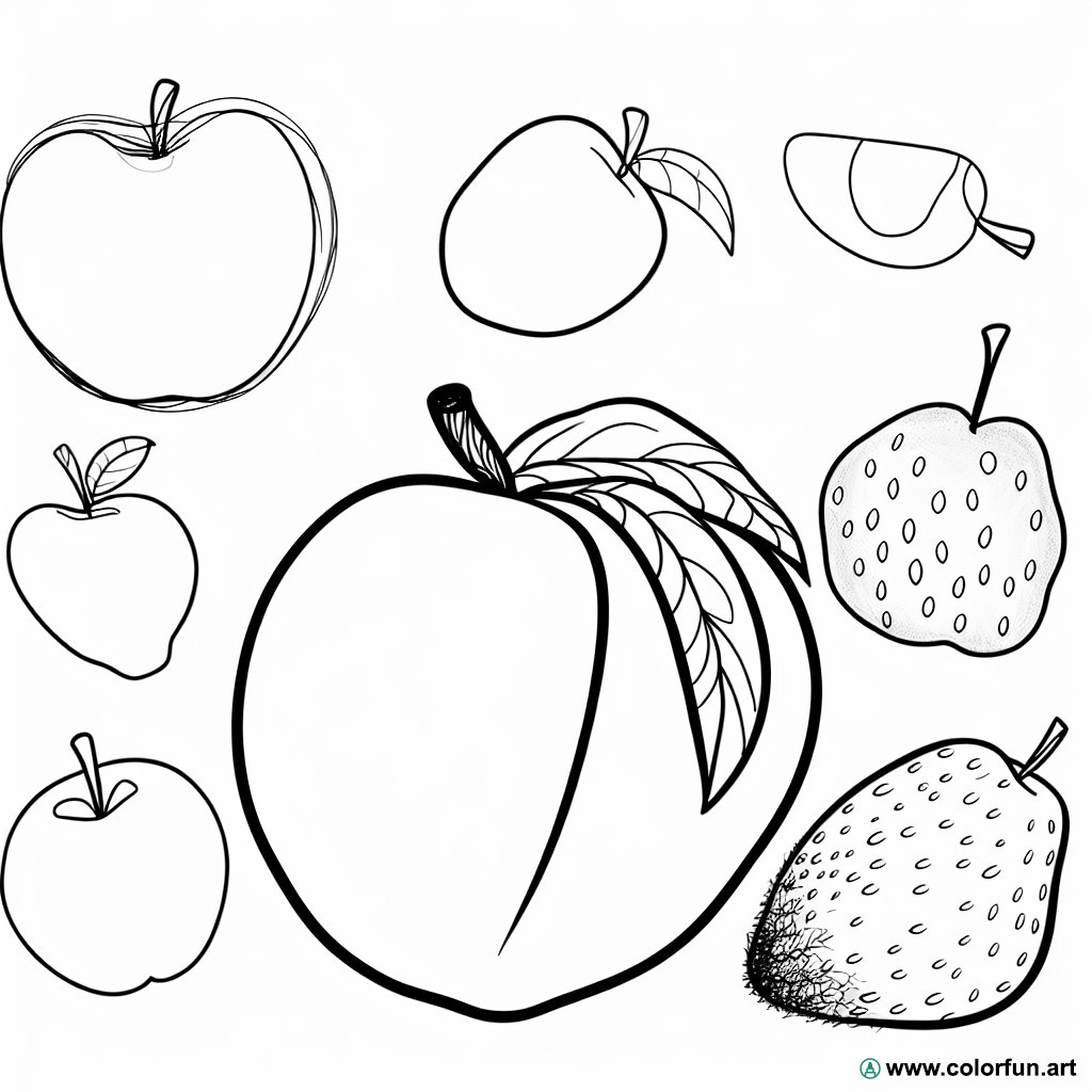 coloring page peach fruit
