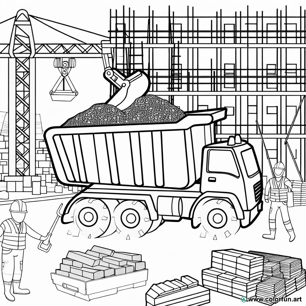 coloring page construction work