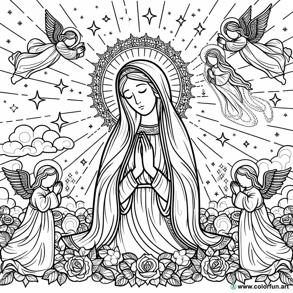 coloring page virgin mary prayer