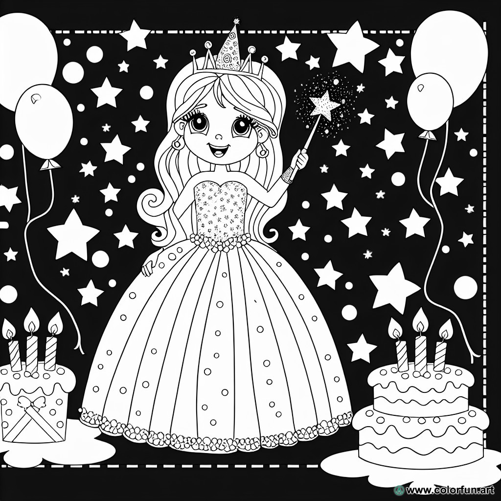 birthday coloring page 3 years old princess