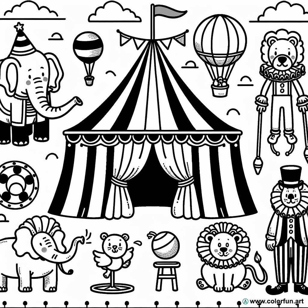 circus adult coloring page