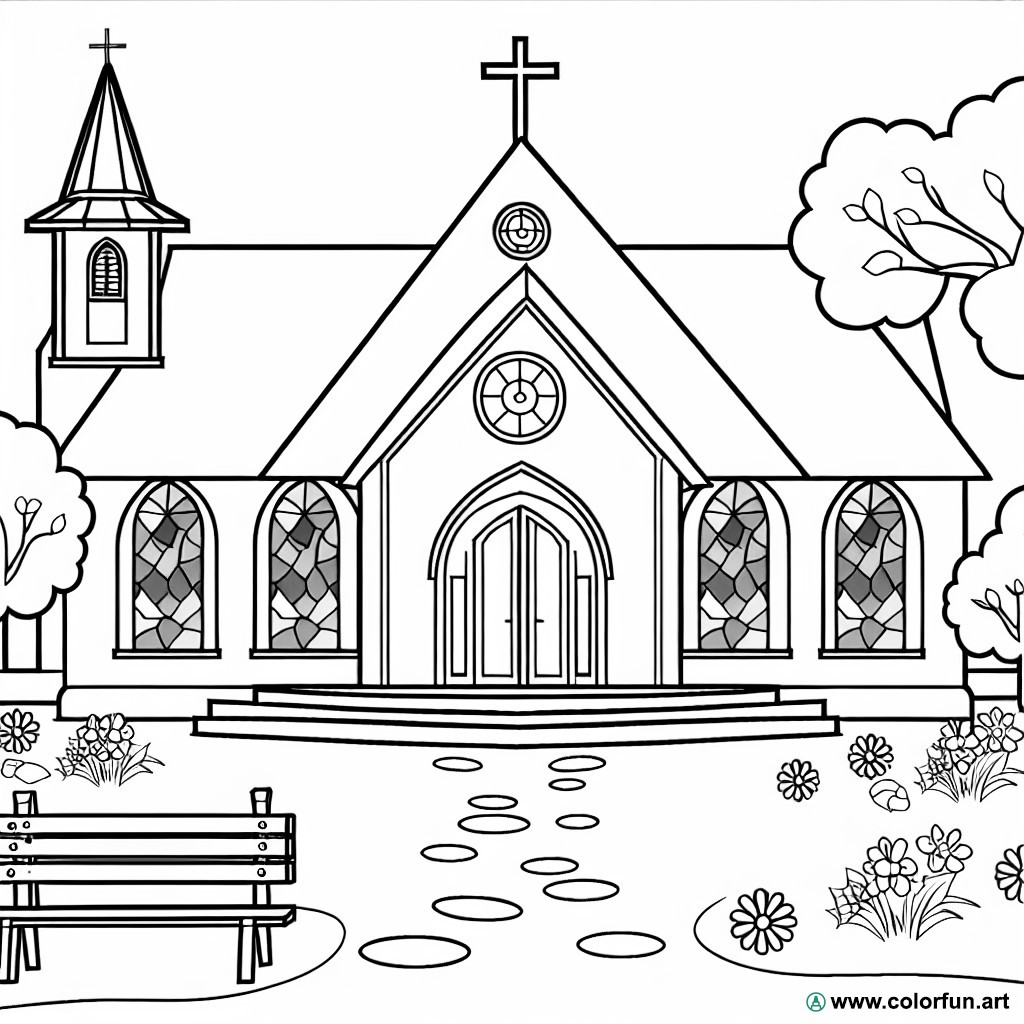 coloring page church child