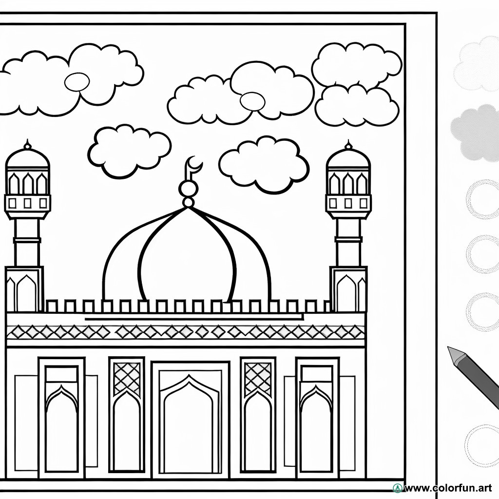 traditional mosque coloring page