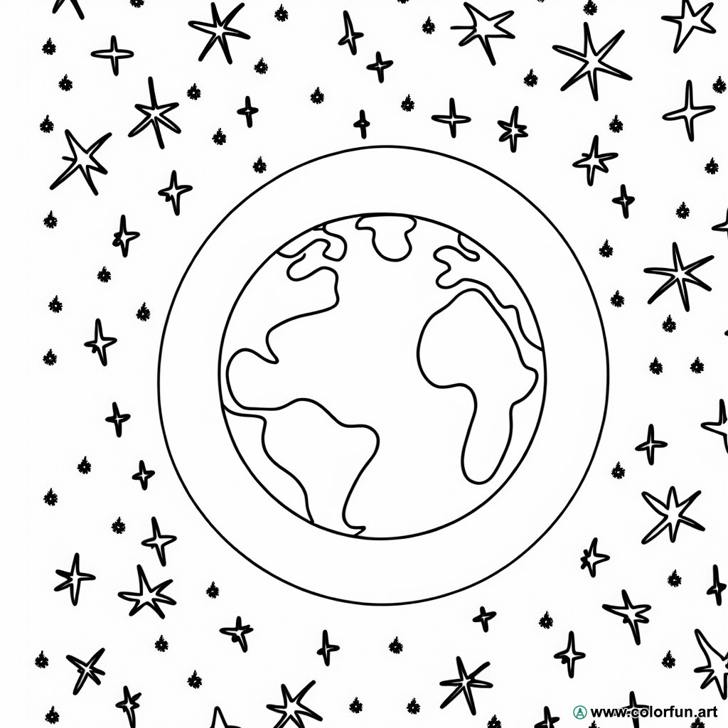 coloring page space planet