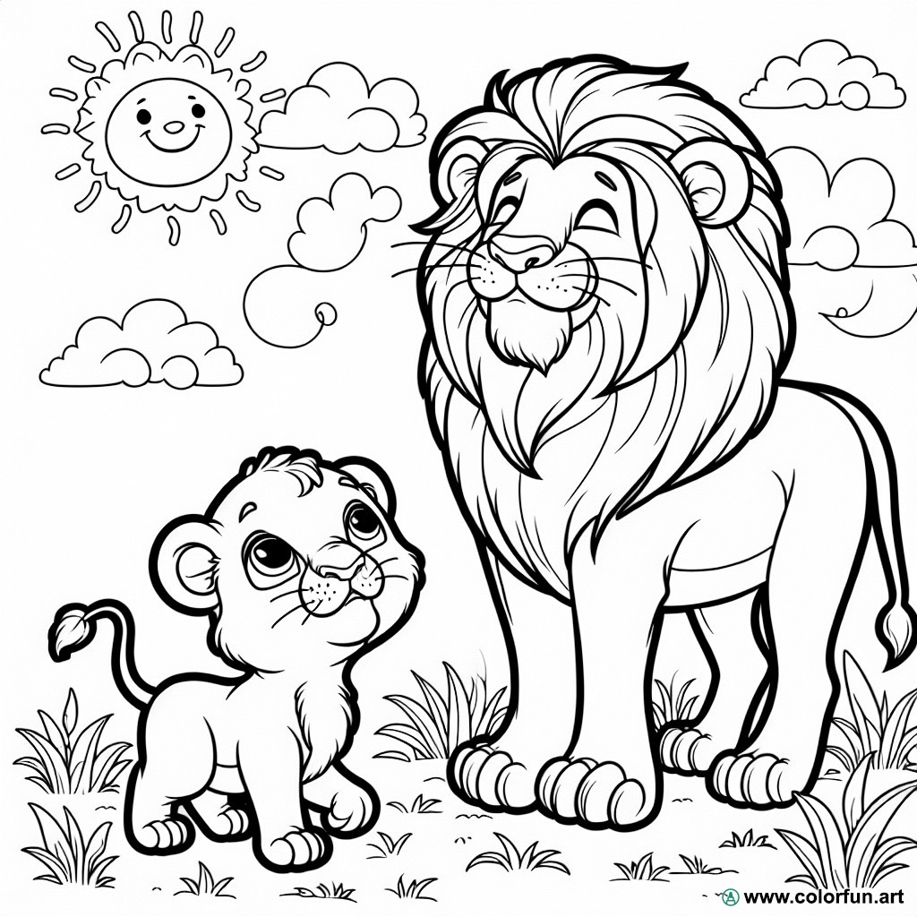 Simba and Mufasa coloring page