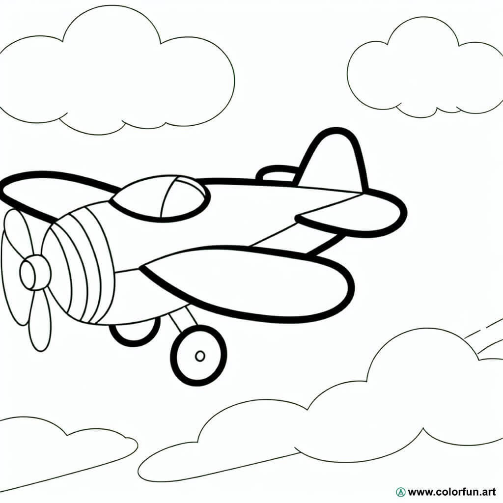 coloring page airplane kindergarten
