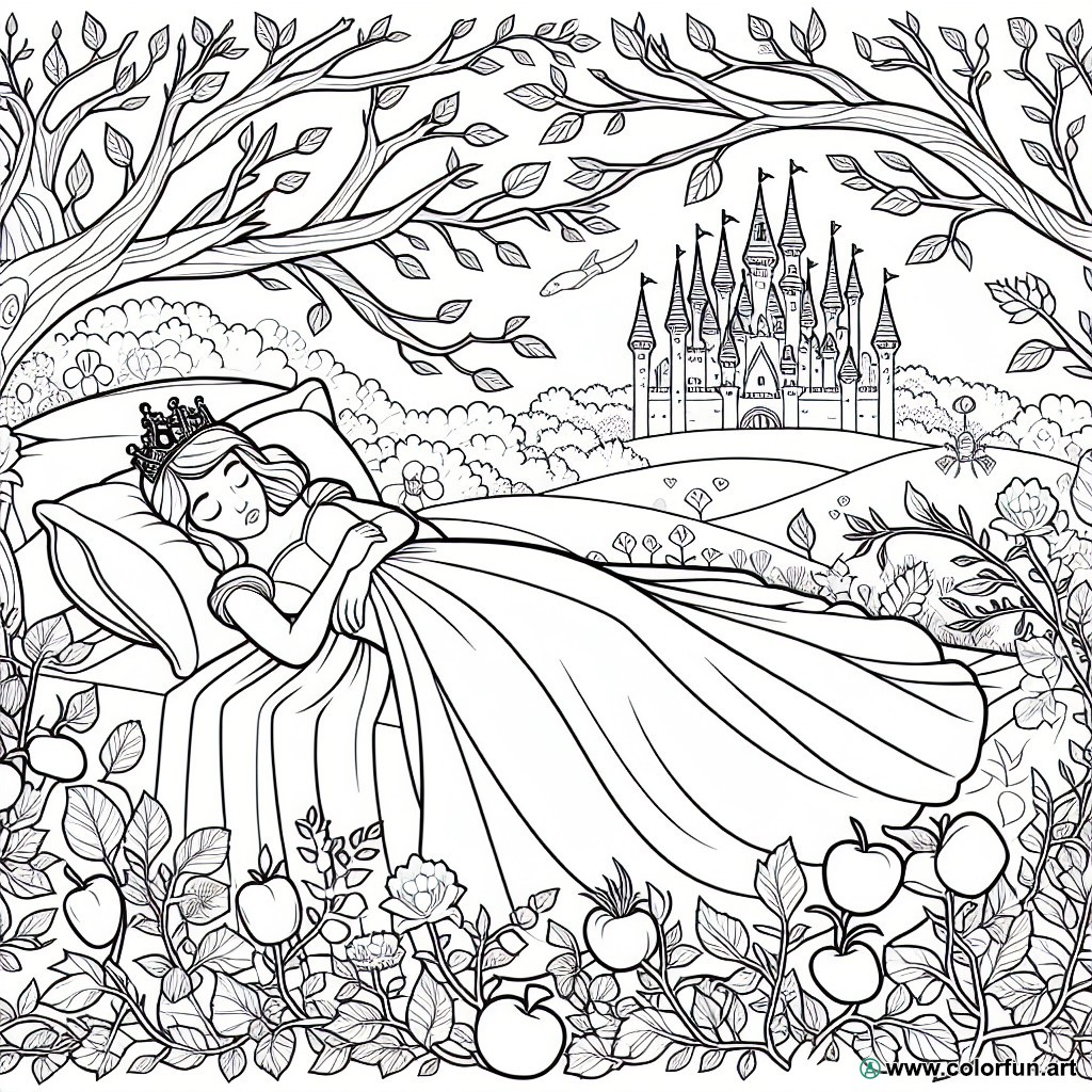 coloring page sleeping beauty crown