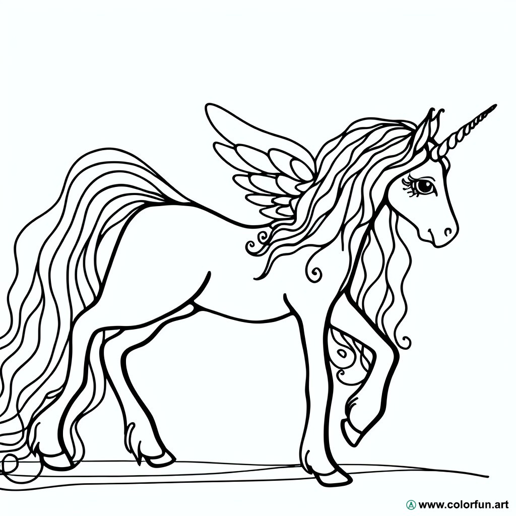 coloring page magical unicorn