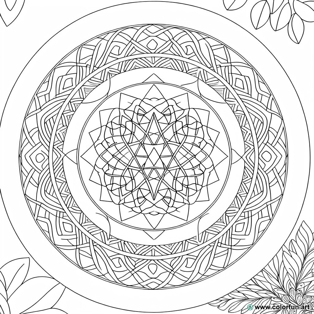 coloring page complex mandala