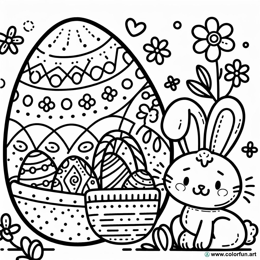 Easter eggs bunny coloring page