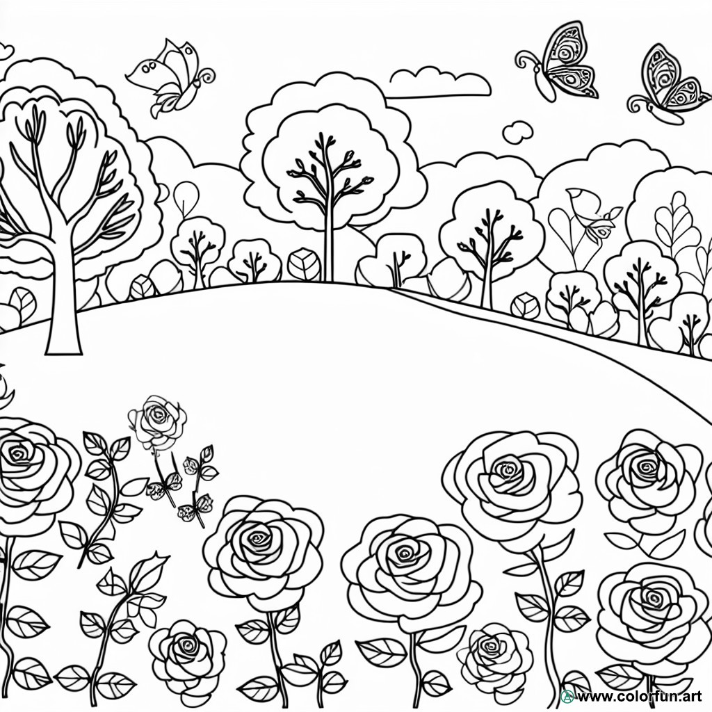 coloring page of garden roses