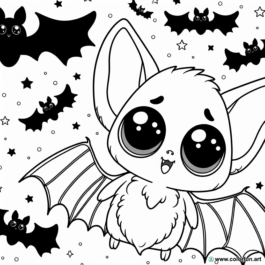 cute bat Halloween coloring page