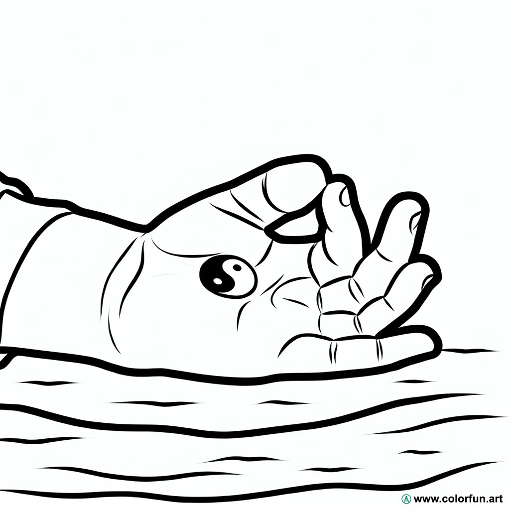 coloring page zen hand