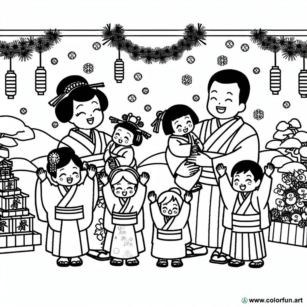 coloring page new year tradition