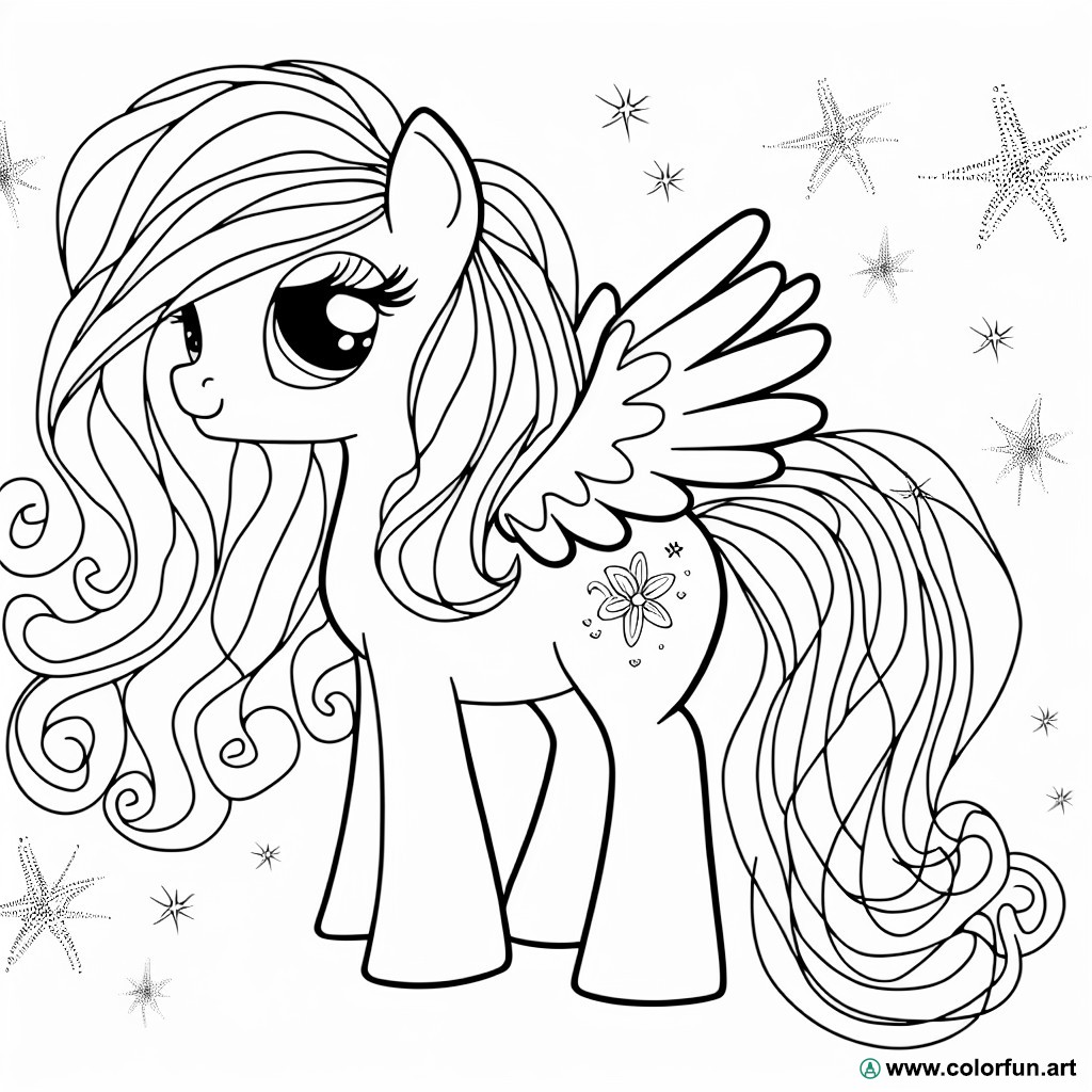 coloring page fairy pony