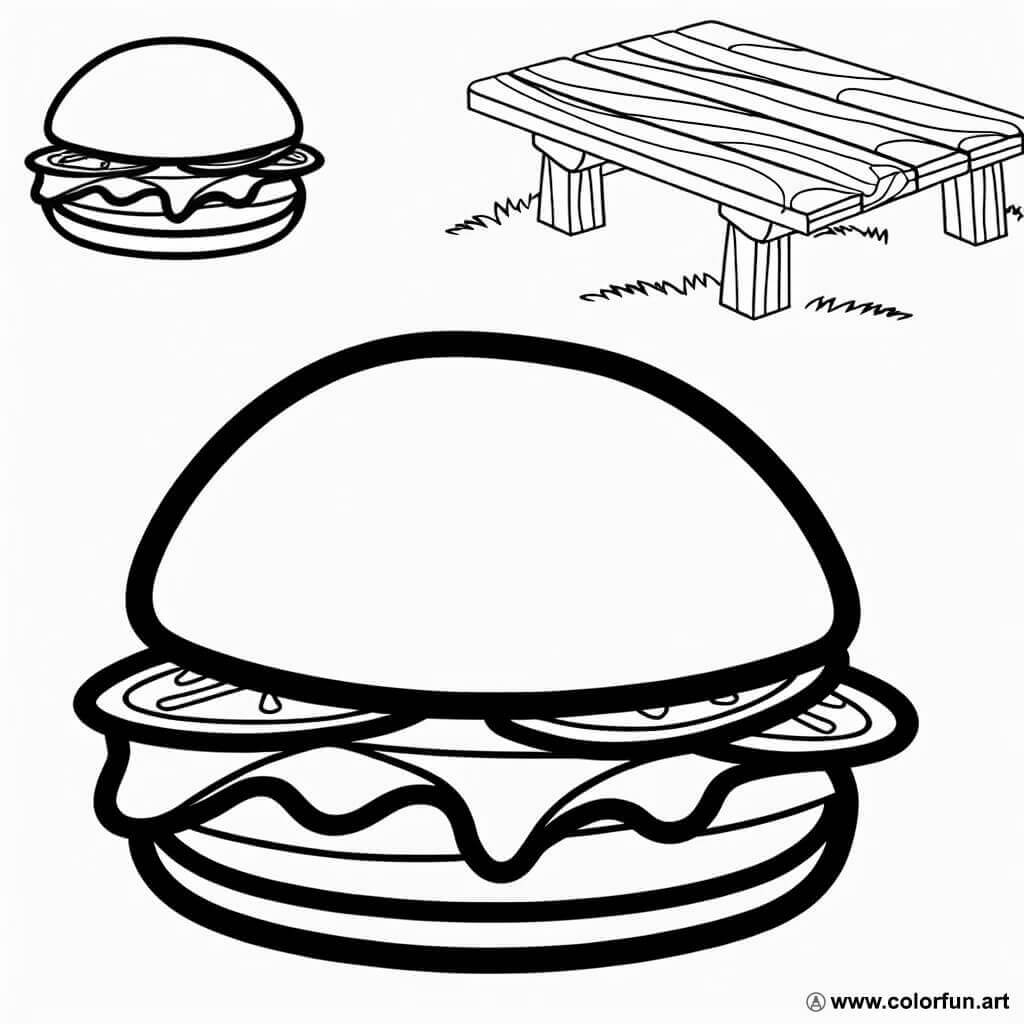 coloring page funny hamburger