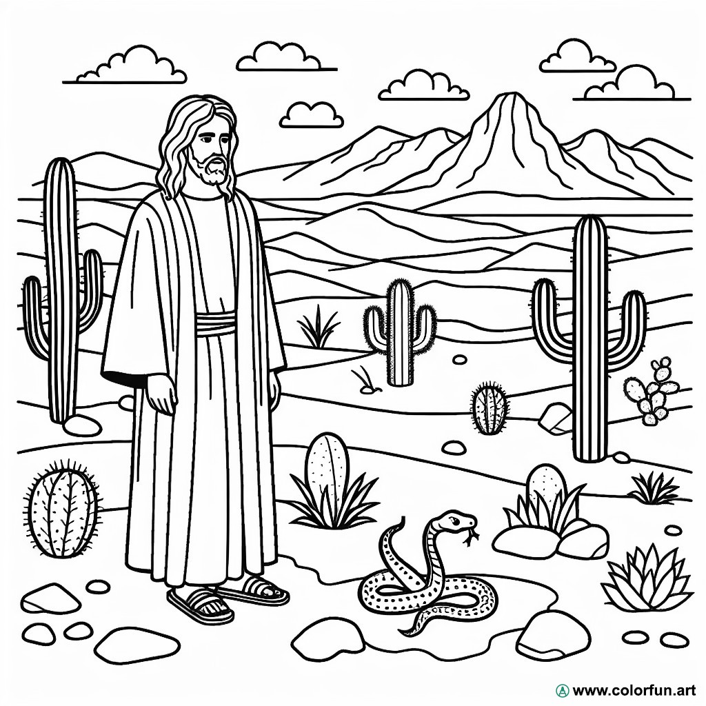 coloring page Jesus in the desert