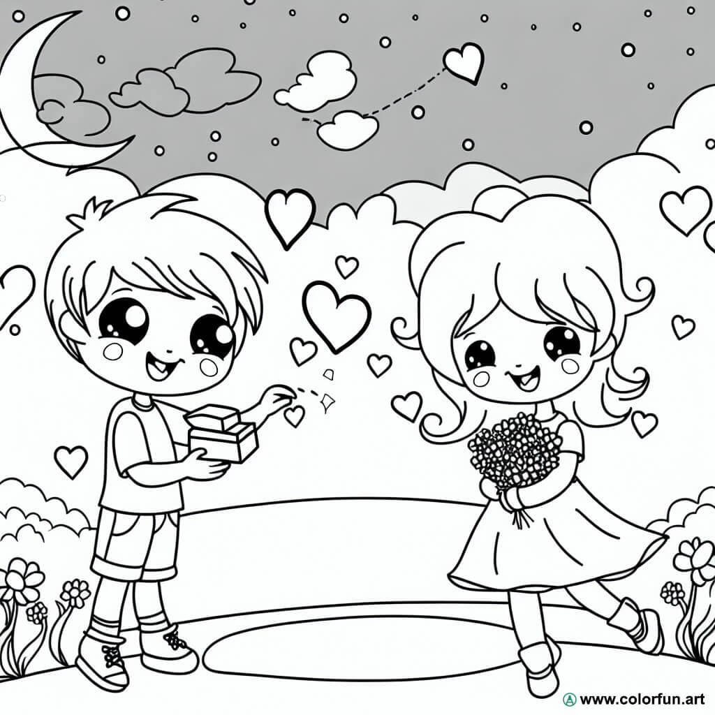 coloring page valentine's day love
