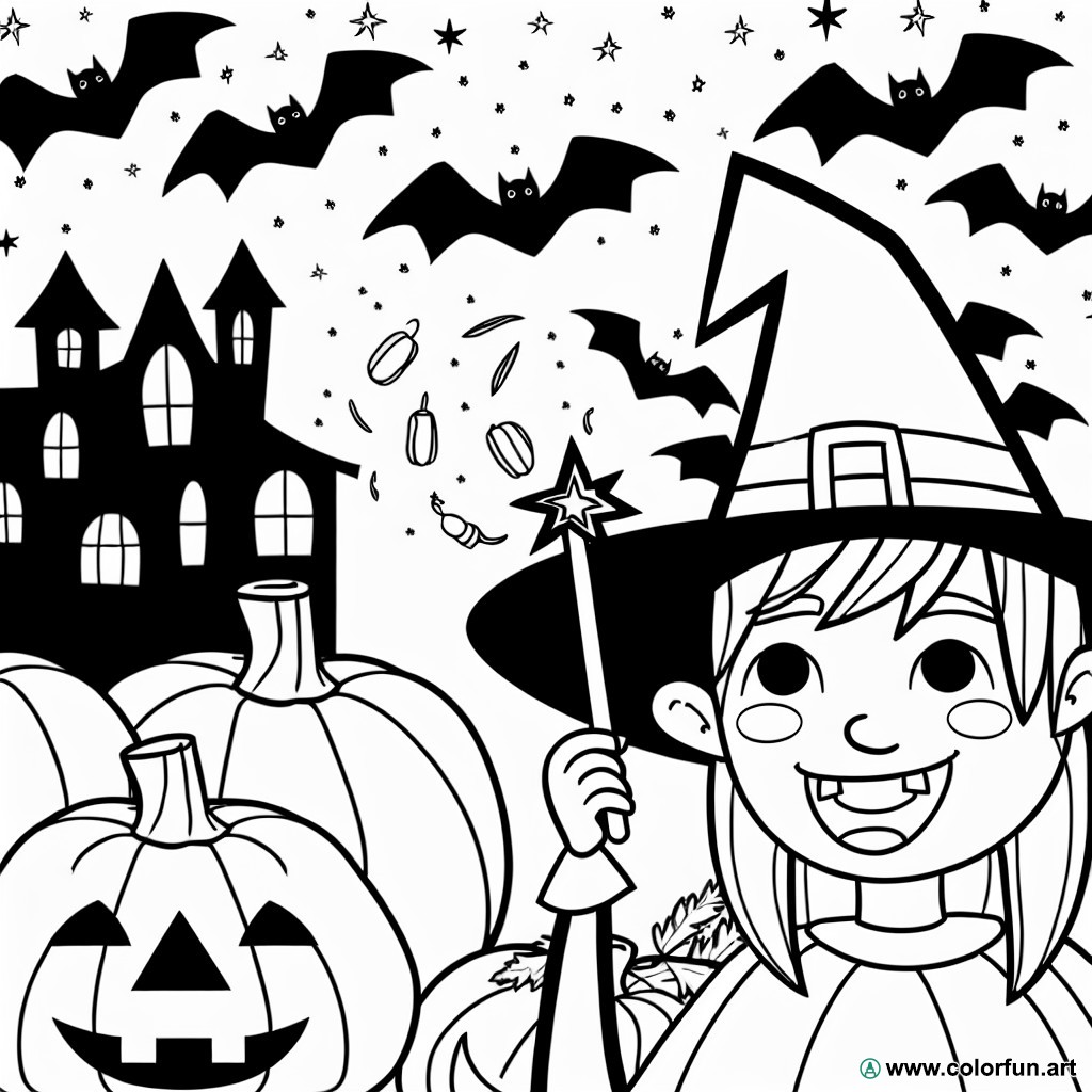 1 Halloween witches coloring page