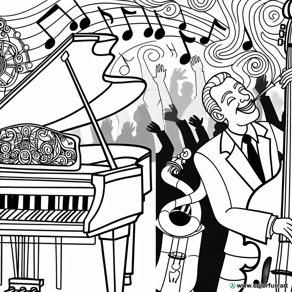 Artistic jazz coloring page