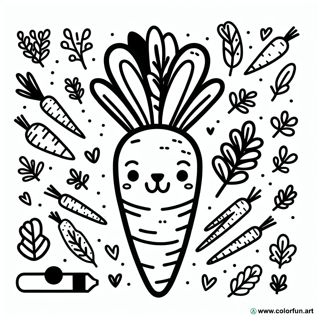 coloring page carrot rabbit