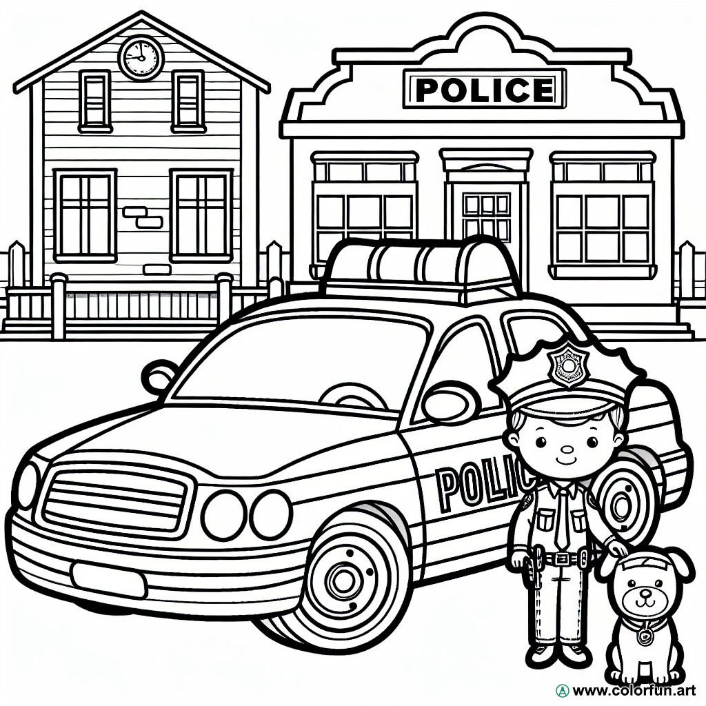 coloring page police child
