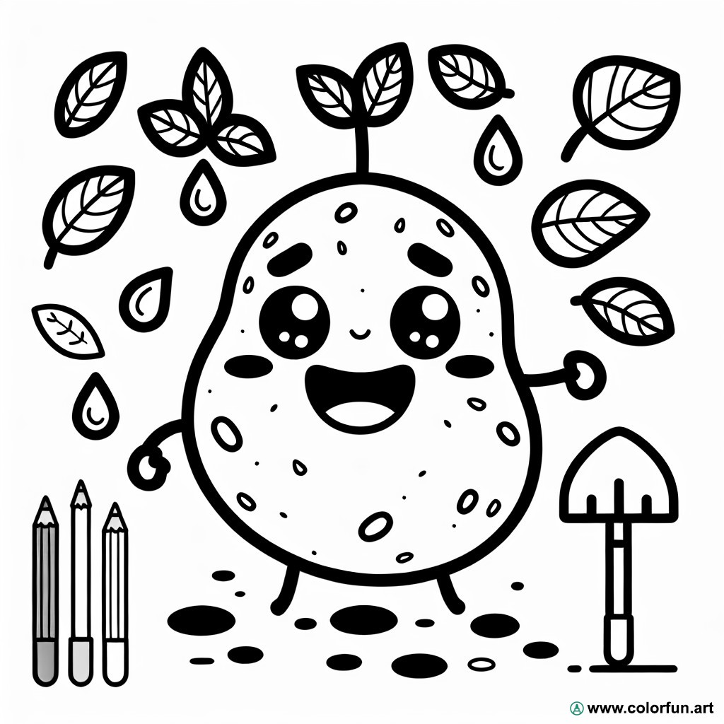 Artistic potato coloring page