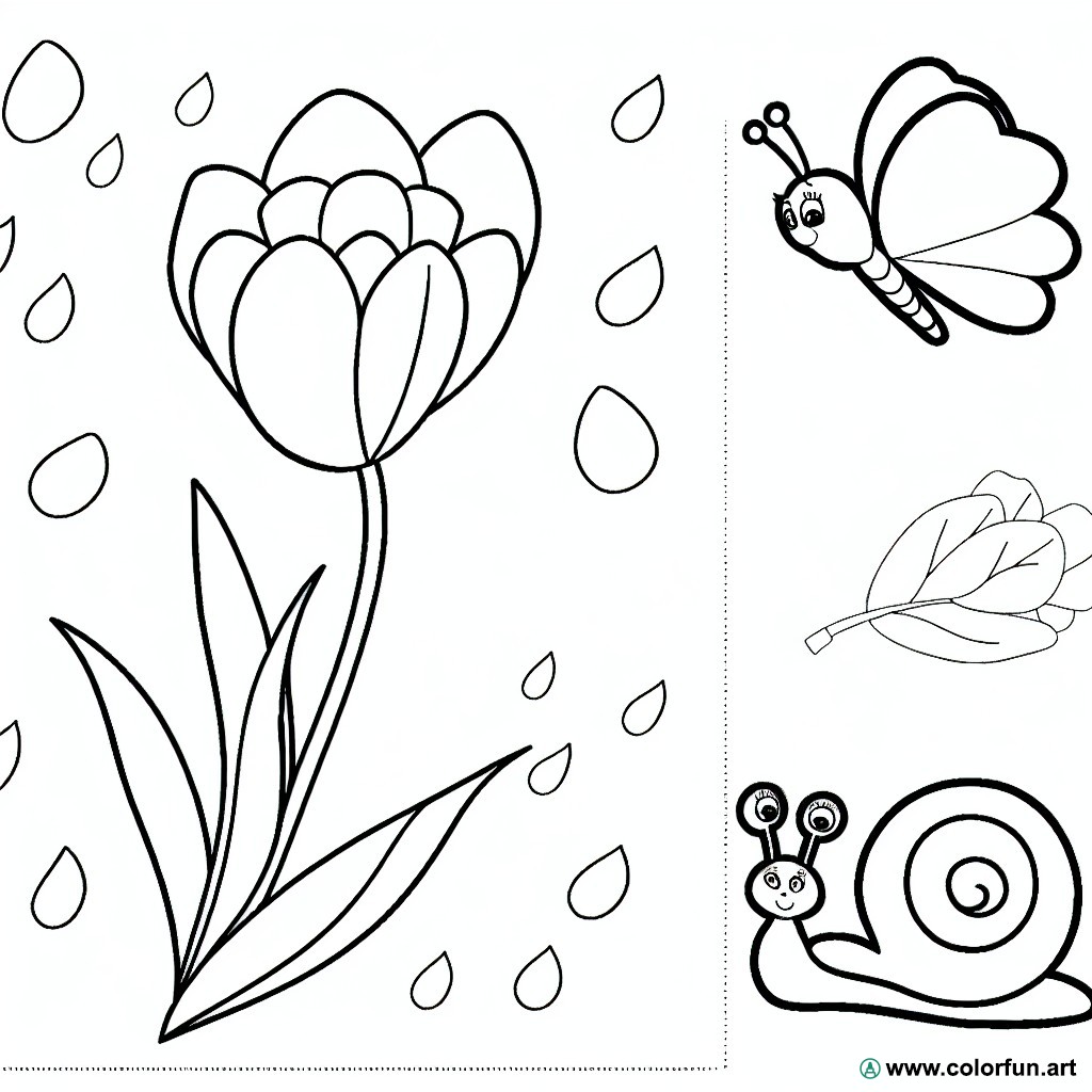 Coloring page tulip flower