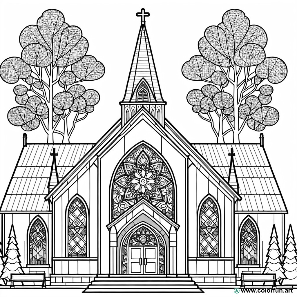 stained glass church coloring page