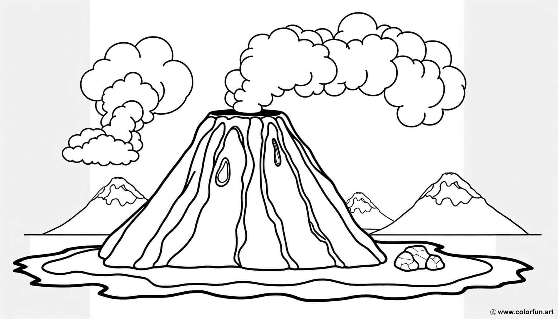 coloring page volcanic