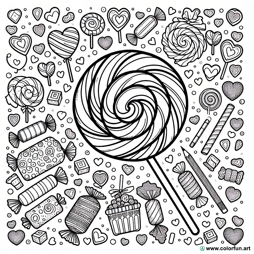 coloring page candies and sweets
