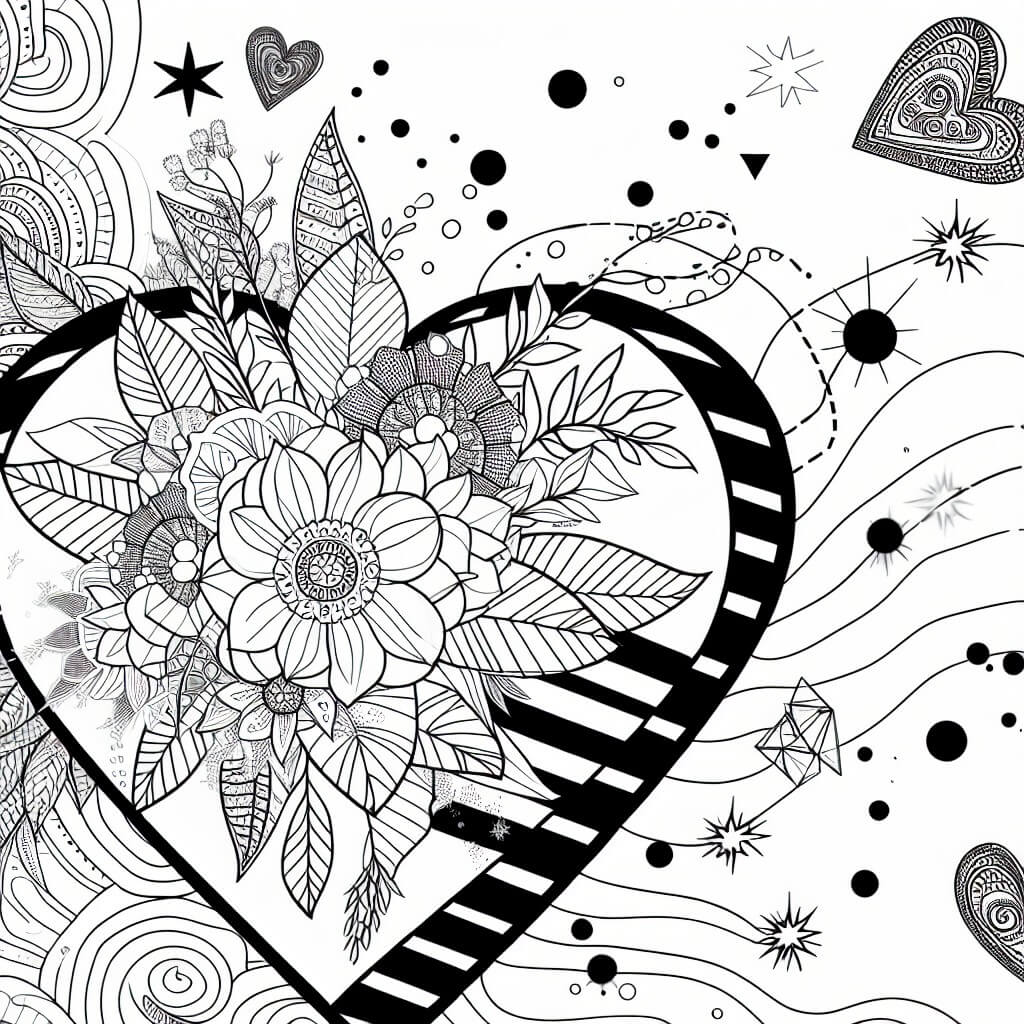 coloring page artistic heart
