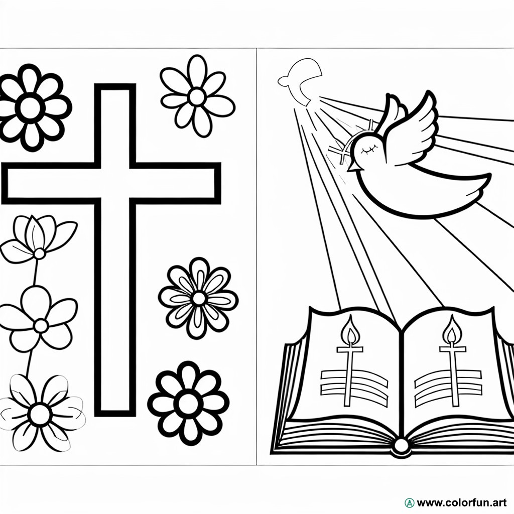 Catholic cross coloring page