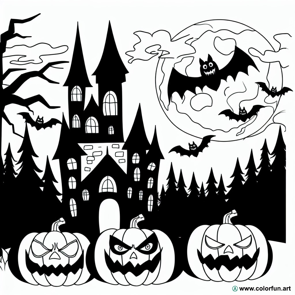 coloring page terrifying halloween