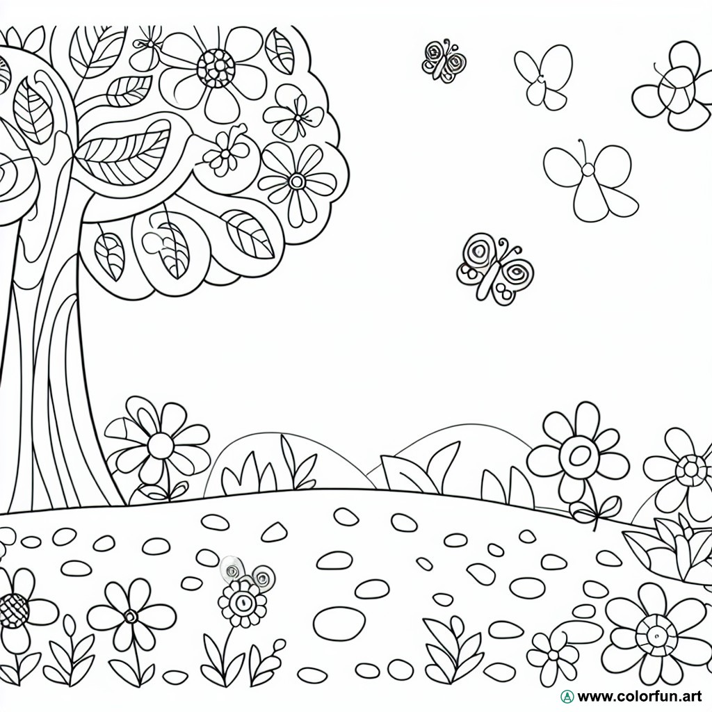 Coloring page flower garden