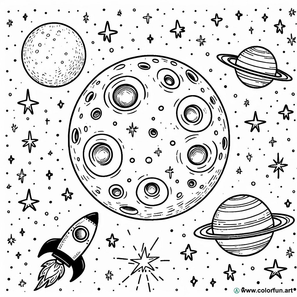coloring page moon child