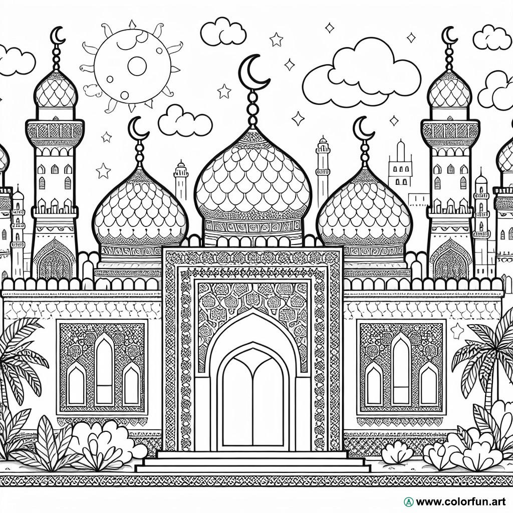 oriental mosque coloring page