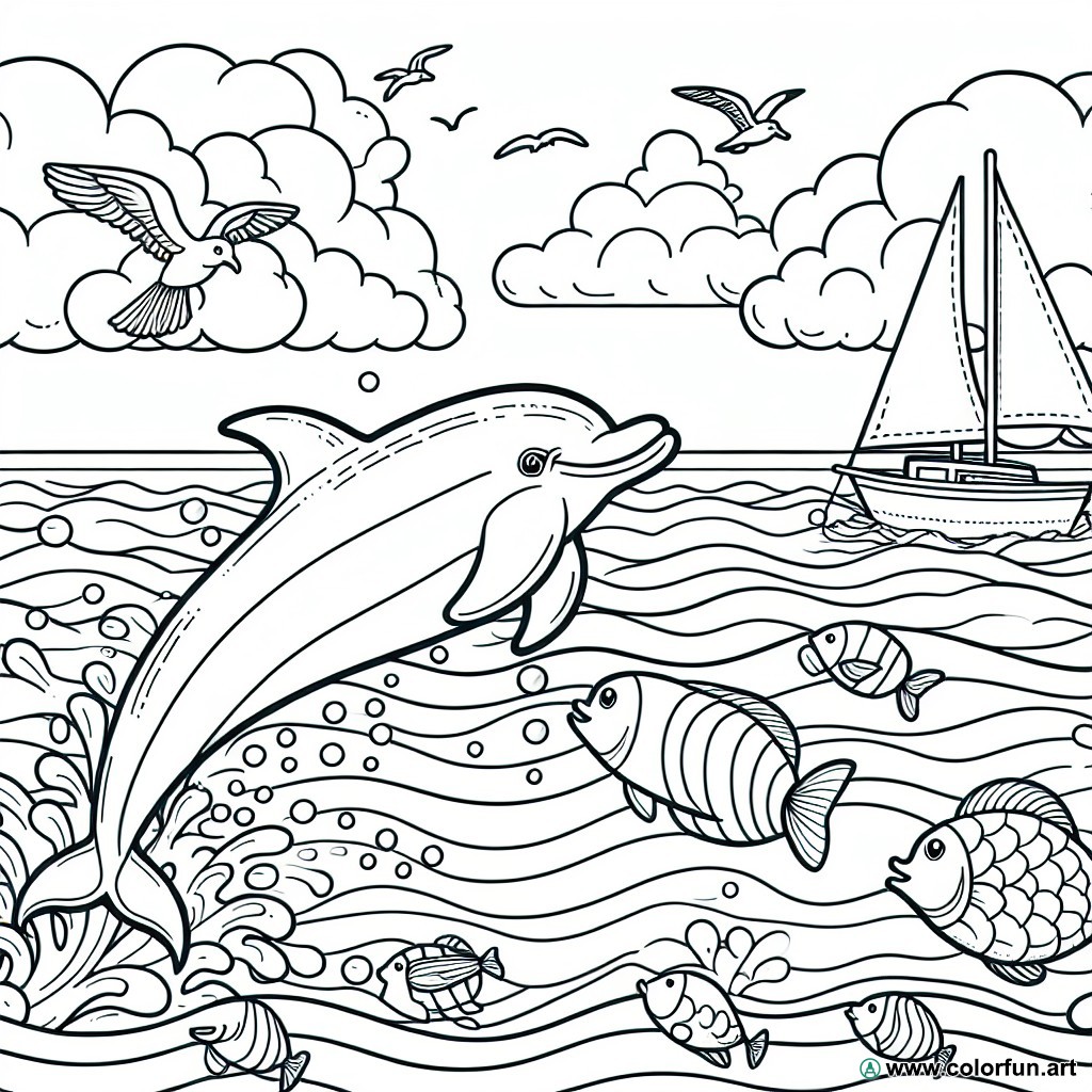 coloring page ocean child