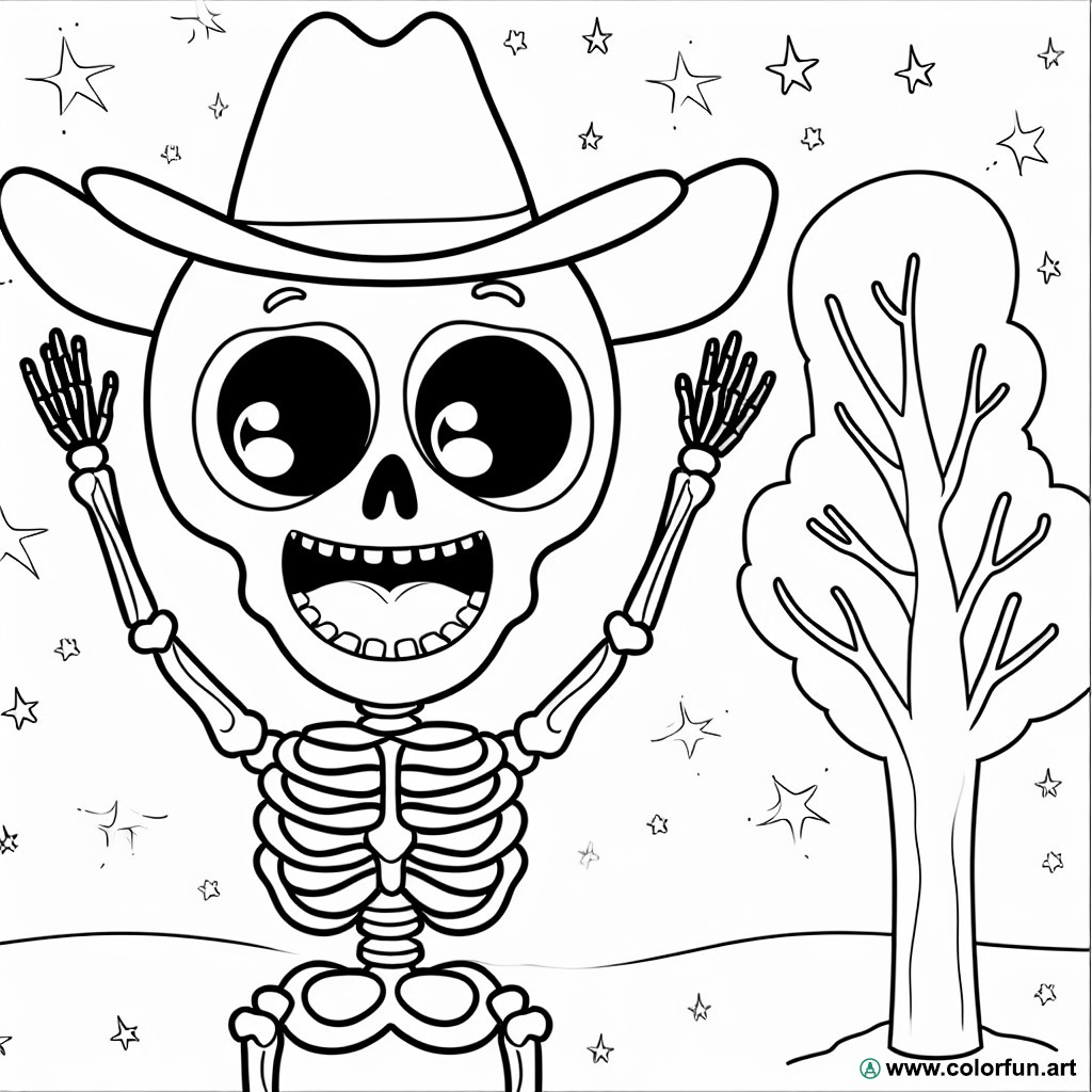 easy skeleton coloring page